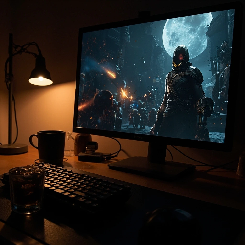 A late-night Hades II session with the Discord overlaid on the monitor