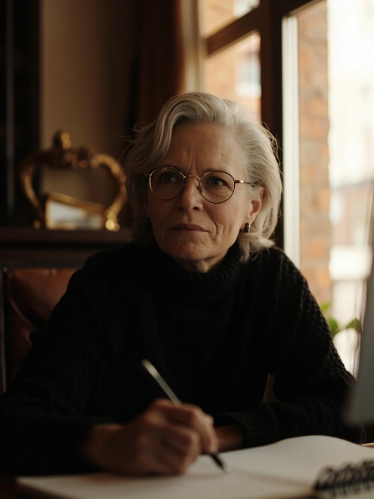 Portrait of the Editor-in-Chief at a wooden desk by a window