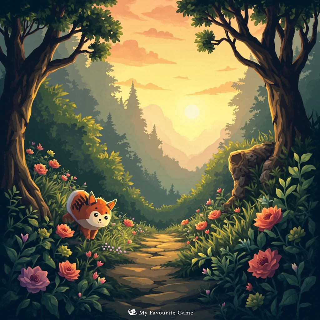 Hub artwork for a cosy indie adventure
