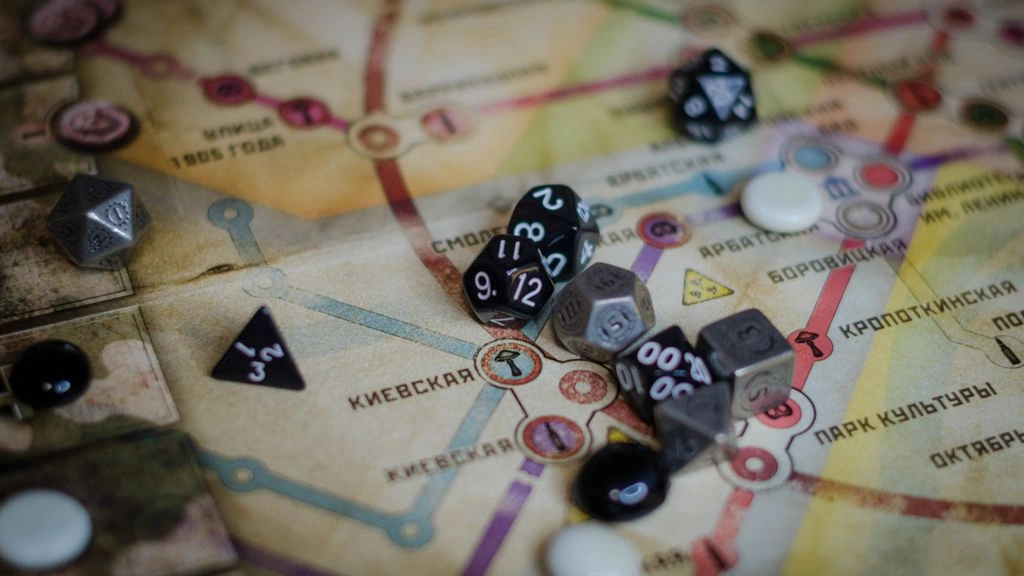 A session of tabletop roleplaying around a wooden table